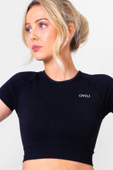 Nova Short Sleeve Crop Top Black